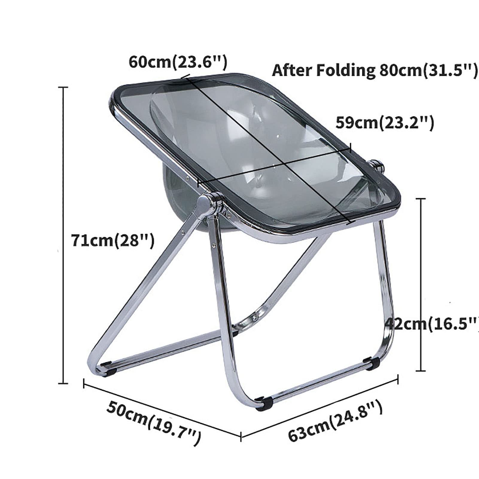 Silla plegable con marco transparente para uso doméstico y comercial