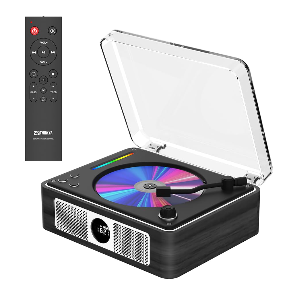 Amazon.co.jp: THINKYA CDプレーヤー レトロ 充電式, ステレオ