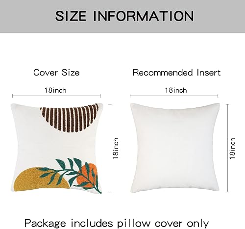 Miniatura 3 de Pyonic Fundas de almohada bohemias decorativas abstractas de 18 x 18 pulgadas, almohadas decorativas de hojas verdes de verano para sofá, cama, sofá