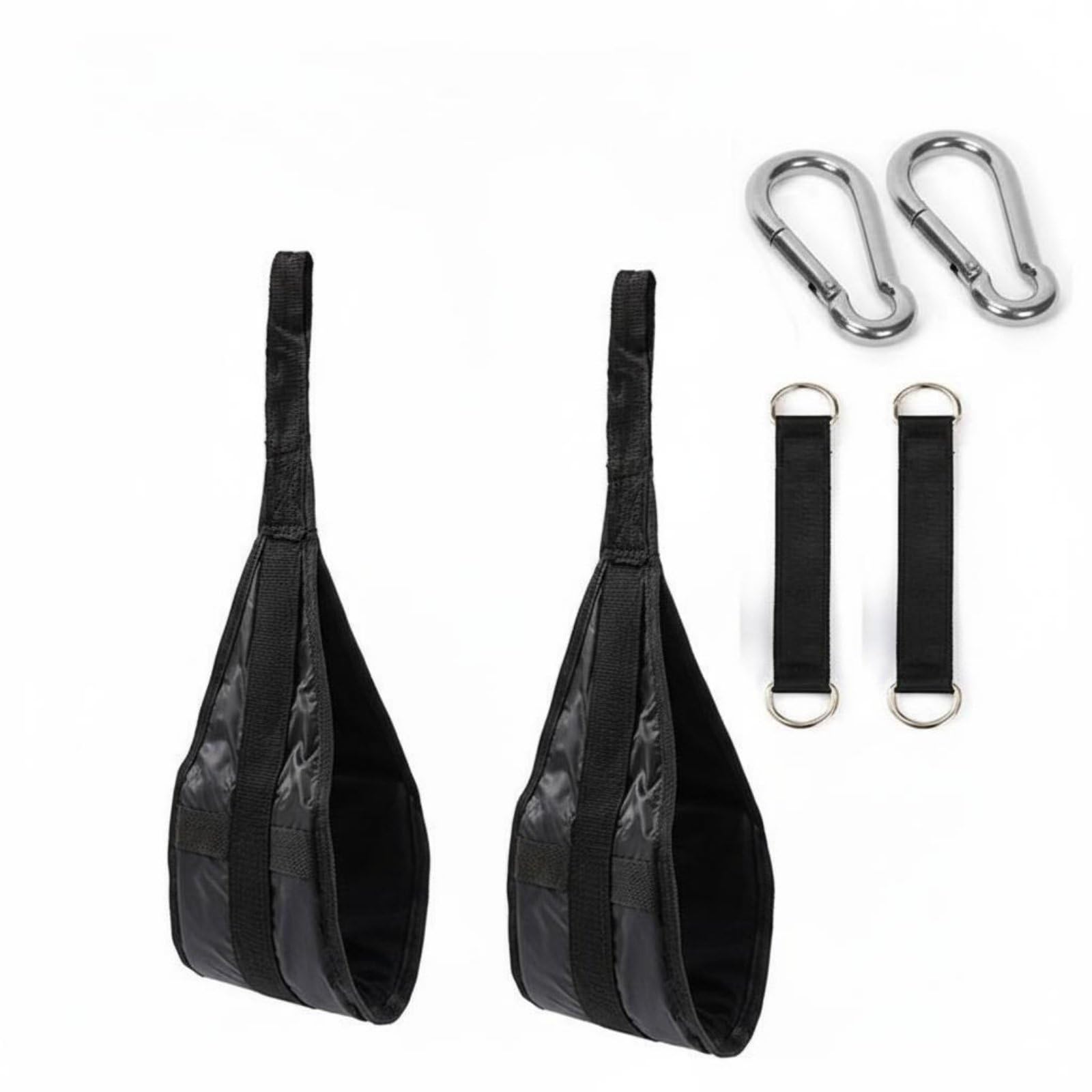2 Pieces Pull-up Leg Raise Straps Comfortable Padding Hanging Ab Straps Ab Slings Large Steel Carabiners Upper Limb Support, Type a Strap W Bands-picture-24