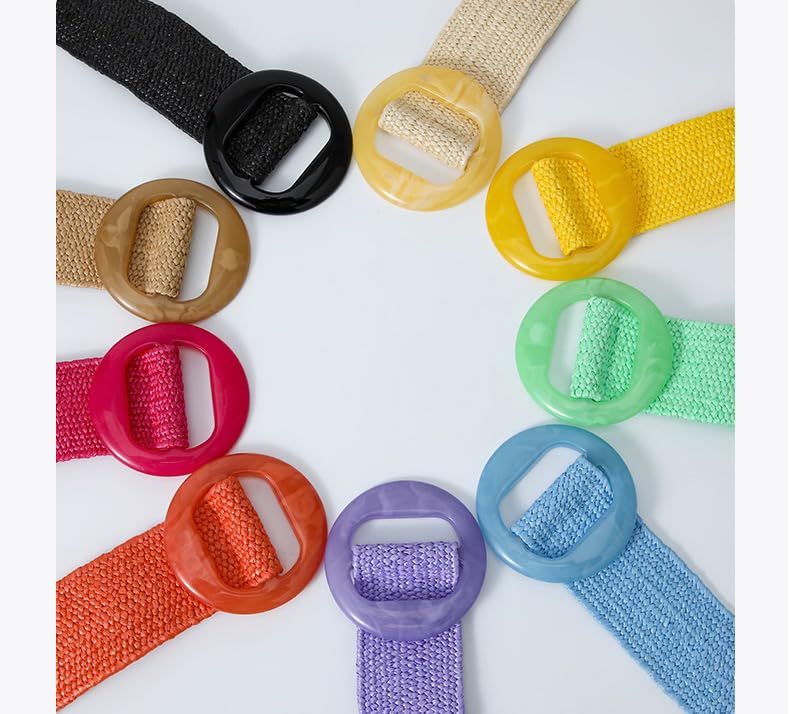COTIM COYIN Women's Elastic Straw Braided Belts, Straw Woven Belt, Boho Waist Belt2