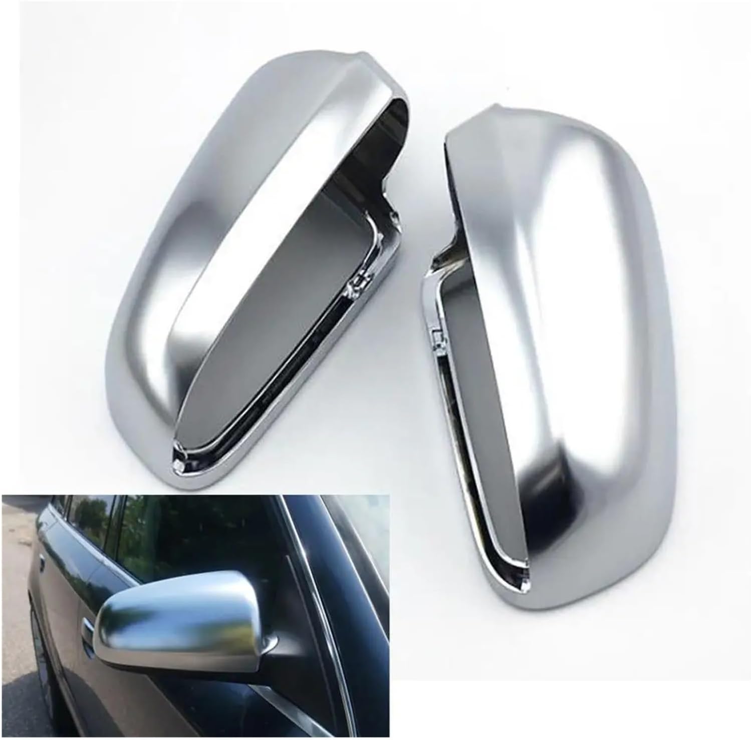 Compatible With A4 B6 B7 A6 C6 Car Rearview Mirror Cover Side Wing Mirror Protect Frame Covers Trim Silver Matte Chrome Shell Cover
