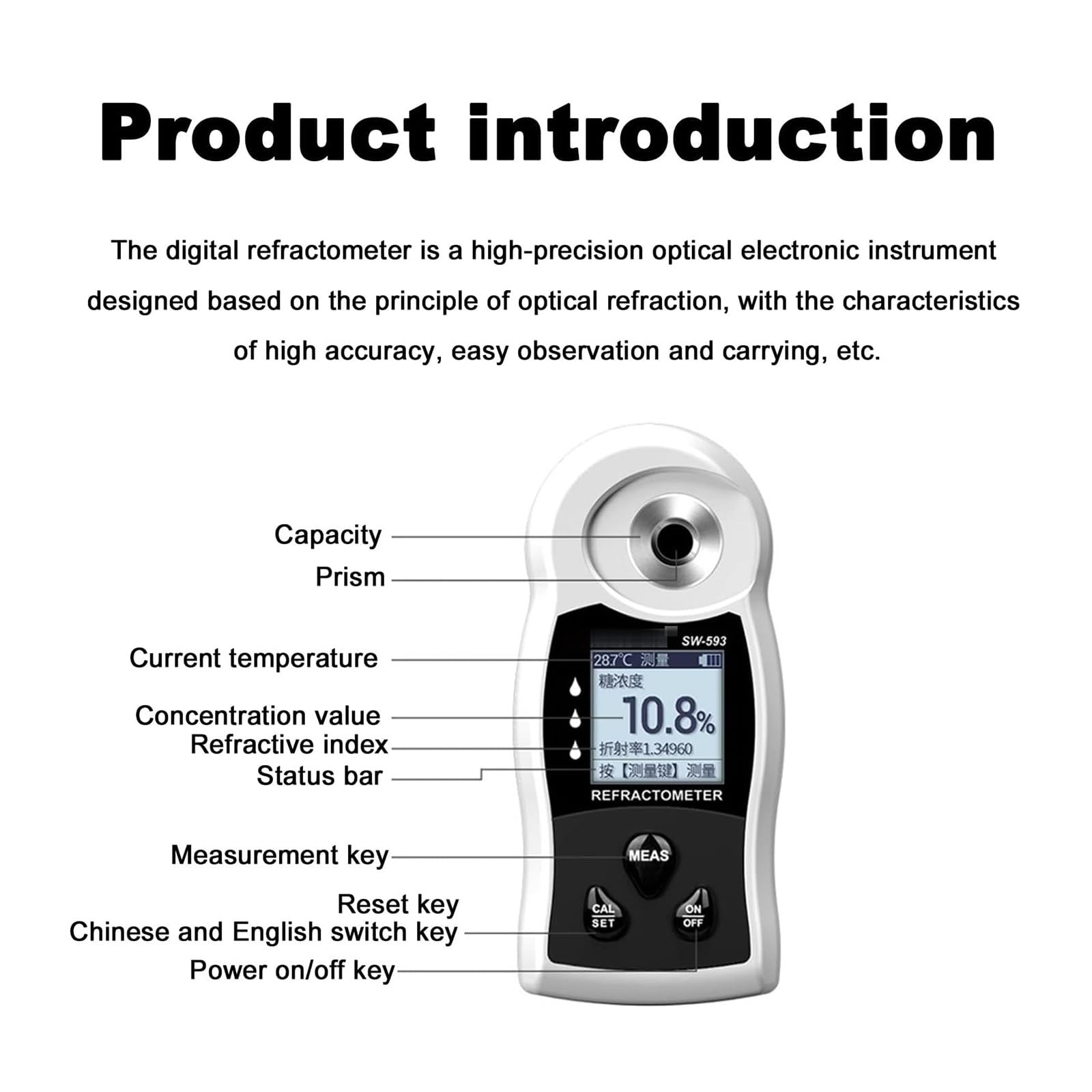 Brix Rifrattometro Digitale 0-32%/0-50%, Compensazione Automatica Temp, Misuratore di Zuccheriera per Frutta, Vino, Birra
