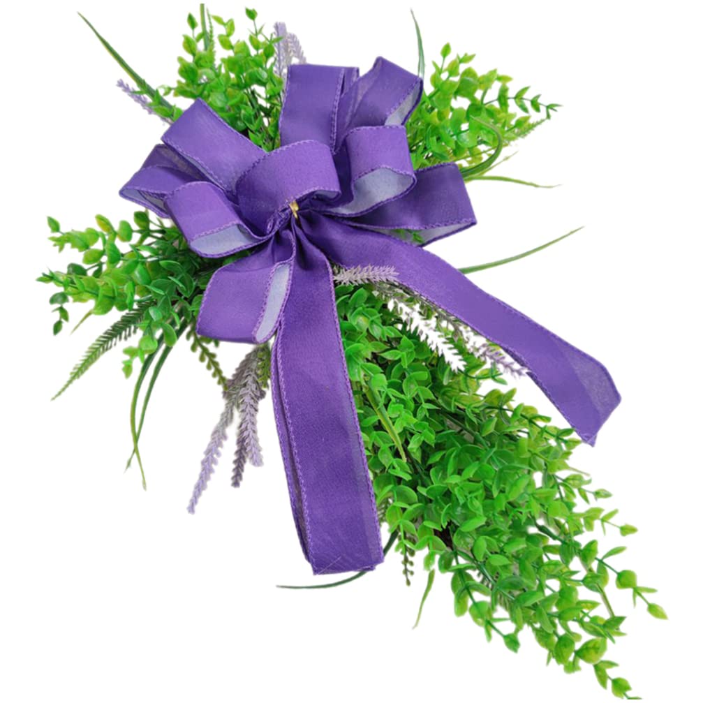 LIFKOME Ghirlanda Decorativa Eucalipto Forma Di Croce Per Decorazioni Primaverili e Festive Adatta Per Porta Ingresso Interni Ed Esterni Atmosfera Calda e Accogliente Con Fiocco Elegante