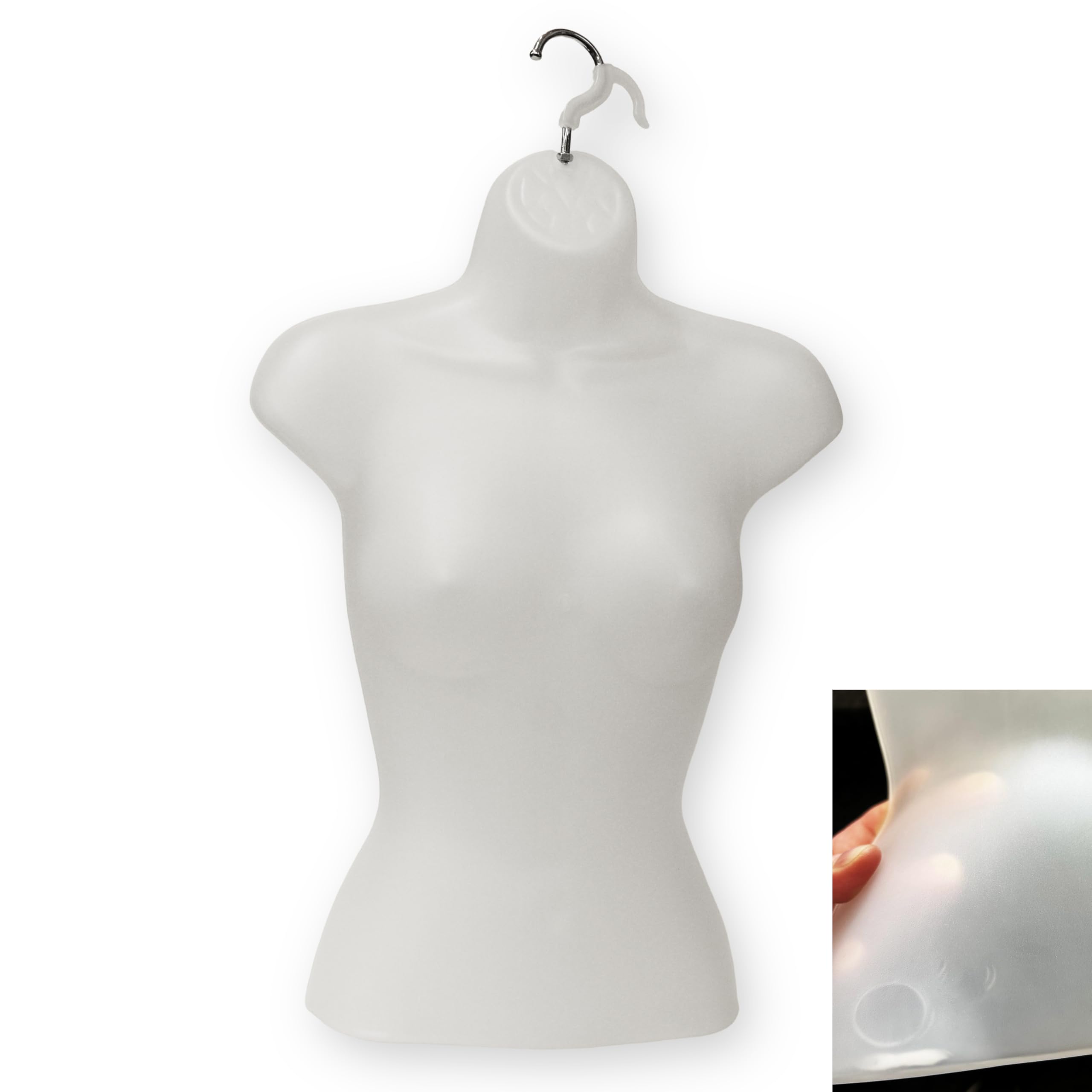 Female Hanging Mannequin Half Body Form Bust Shop Display 3QTR SKIN (MEN 3/4 LIGHT CREAM) (Semi Clear)