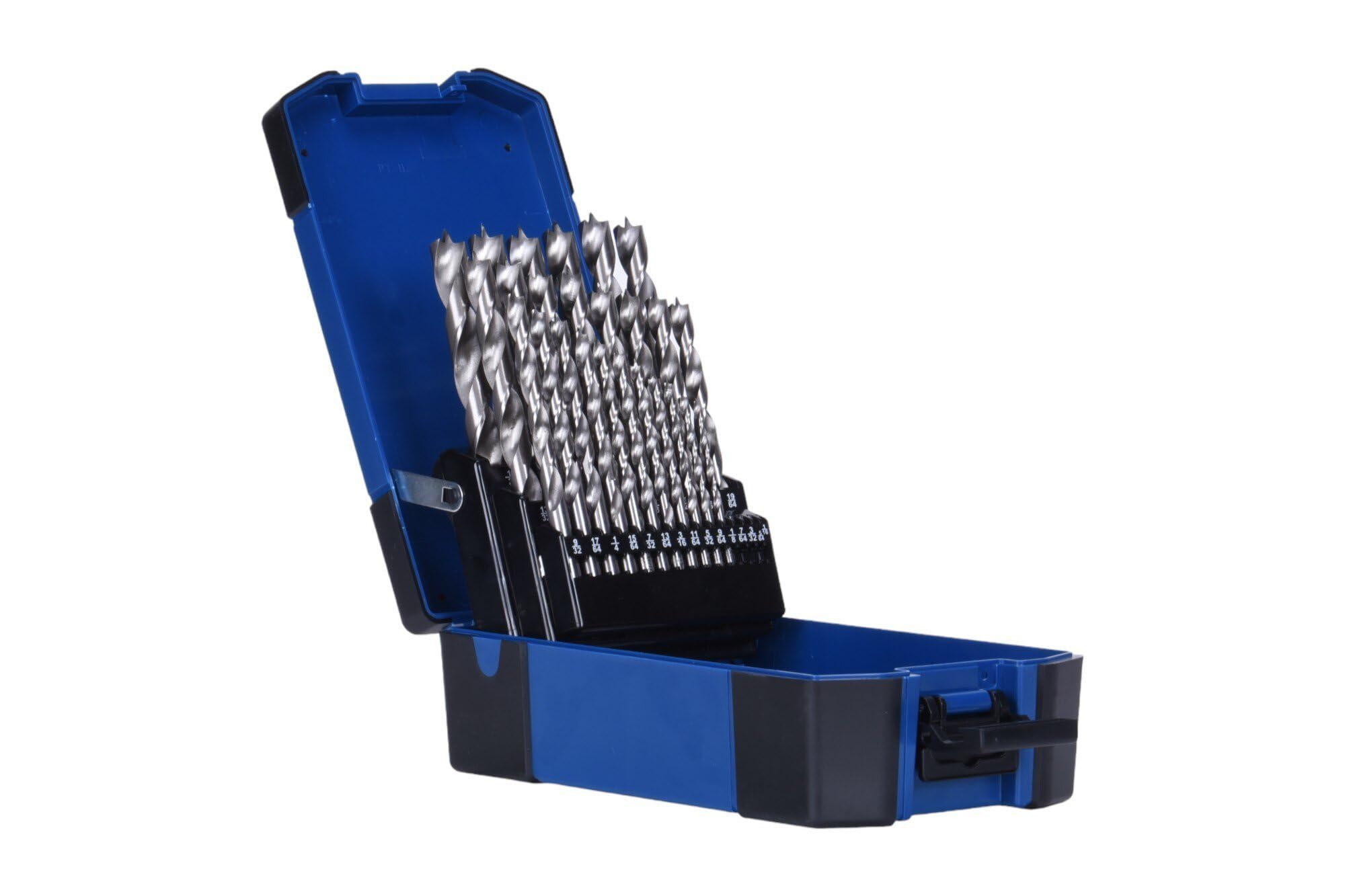 25-Piece Fractional High Speed Steel Brad Point Wood Drill Bit Index Set - Perfect for Furniture Making, DIY, Includes 1/8" to 1/2" by 1/64ths Brad Point Woodworking Bits