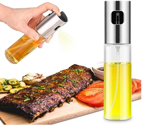 Rociador de aceite de oliva, pulverizador de aceite para cocinar barbacoa y freidora de aire, botella de vidrio versátil, aceite de oliva, vinagre