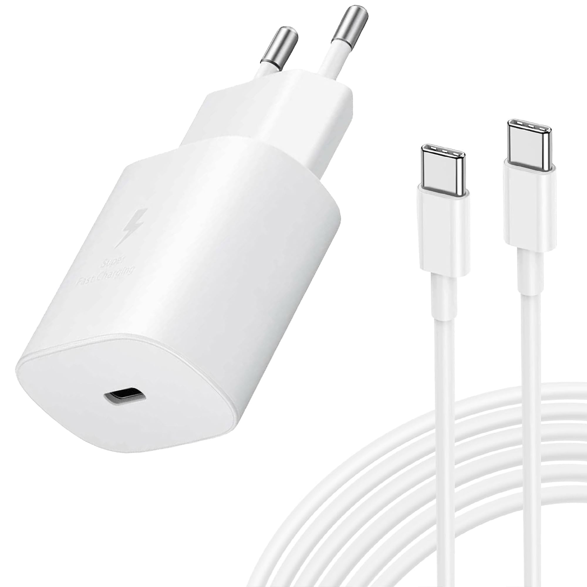 25W Caricatore USB C Rapido Caricabatterie per Samsung Galaxy S26 S25 S24 S23 S22 S21 Plus/FE/Ultra,S20,A57 A56 A55 A54 A53 A36 A35 A26 A25 A16 A15,Z Flip 7/6,Tipo C Spinotto con 2M Cavo