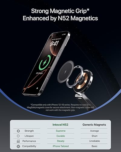 Miniatura 2 de Intoval Estación de carga inalámbrica plegable 3 en 1, cargador inalámbrico ultra rápido de 15 W con certificación Qi2 para Magsafe, soporte de