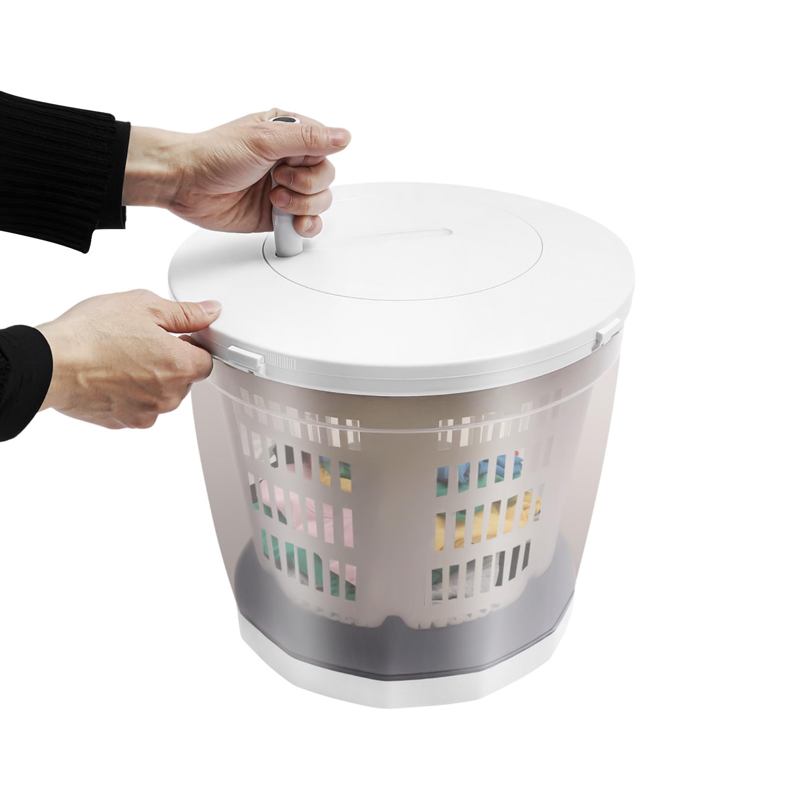 Manual Washing Machine, 2 in 1 Hand Crank Washing Machine with Spin Dryer, Mini Compact Manual Clothes Washer for RV, Travel, Camping, Small Items (Underwear, Socks), Grey