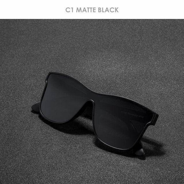 Aferlite Unisex TAC Polarized Sunglasses | Unbreakable TR90 Frame |100% UV Protection| Sunglasses Matt Black | Lens Black |Medium 2