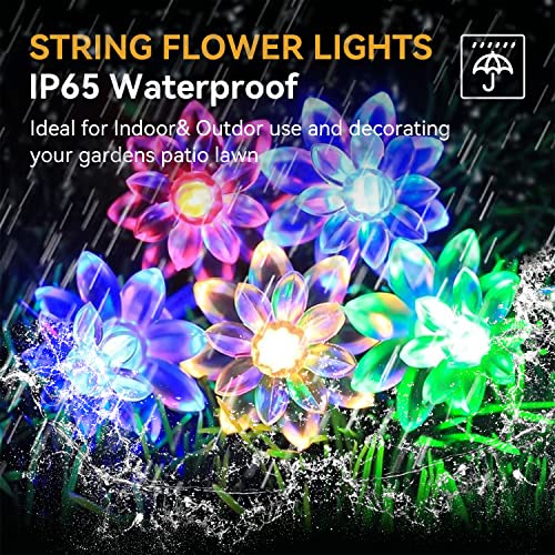 ITICdecor Solar Flower String Lights Outdoor Waterproof 50 LED Solar String Lights for Outside Decorative for Garden Fen - Additional View