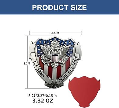 US Army Veteran Car Emblem 3D Metal Decal Shield Shape with Eagle and American Flag, Zinc Alloy Military Pride Badge with 3M Adhesive, Car Truck Motorcycle Decor for Veterans