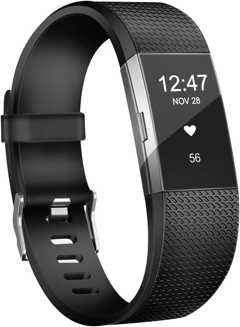 Wekin Replacement Bands Compatible with Fitbit Charge 2, Adjustable Silicone Sport Accessory Wristband Straps for Charge 2 HR Fitness Tracker Small Large Women Men