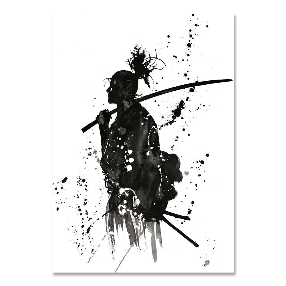 Tela Artistica Con Samurai Corazzato: Stampa Giapponese Moderna 40,6x61 Cm Per Soggiorno E Camera Da Letto