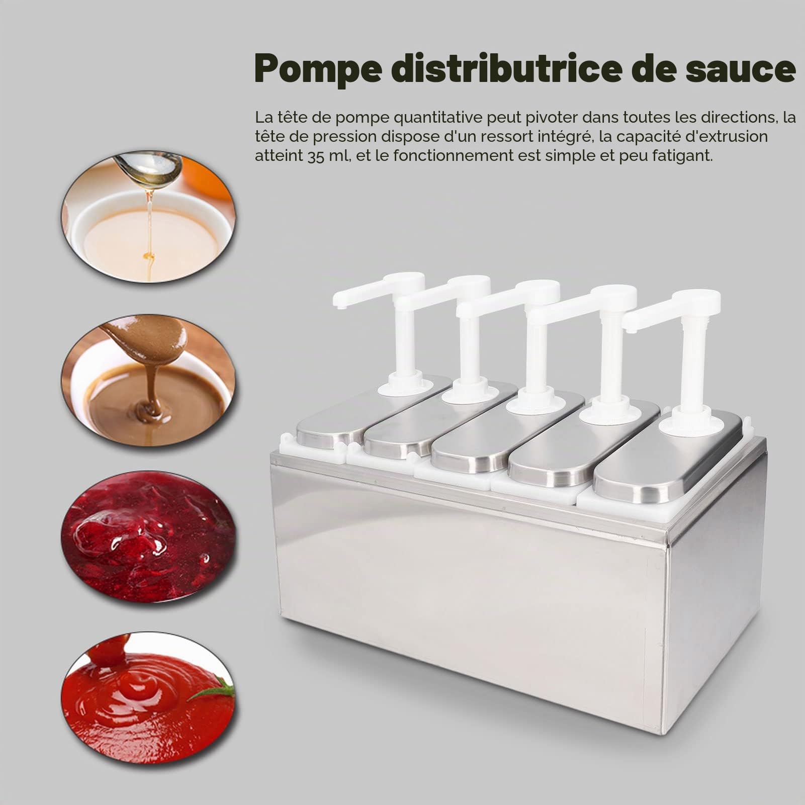Lot de 5 pompes à sauce pour restaurant