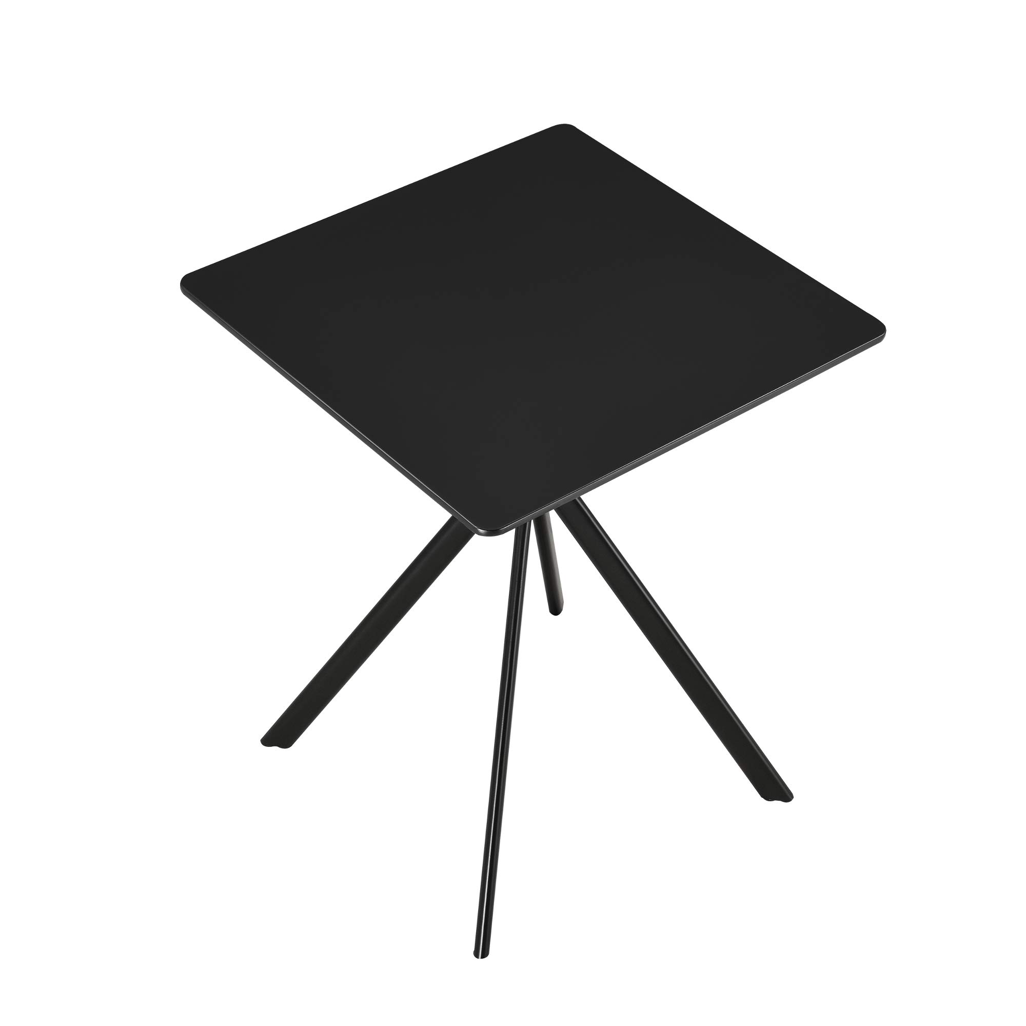 [en.casa] Tavolo da Pranzo Moderno Piano Quadrato 60x60 cm in MDF Laccato Gambe in Metallo Tavolo per Cucina Sala Pranzo Ristoranti Caffetterie - Nero
