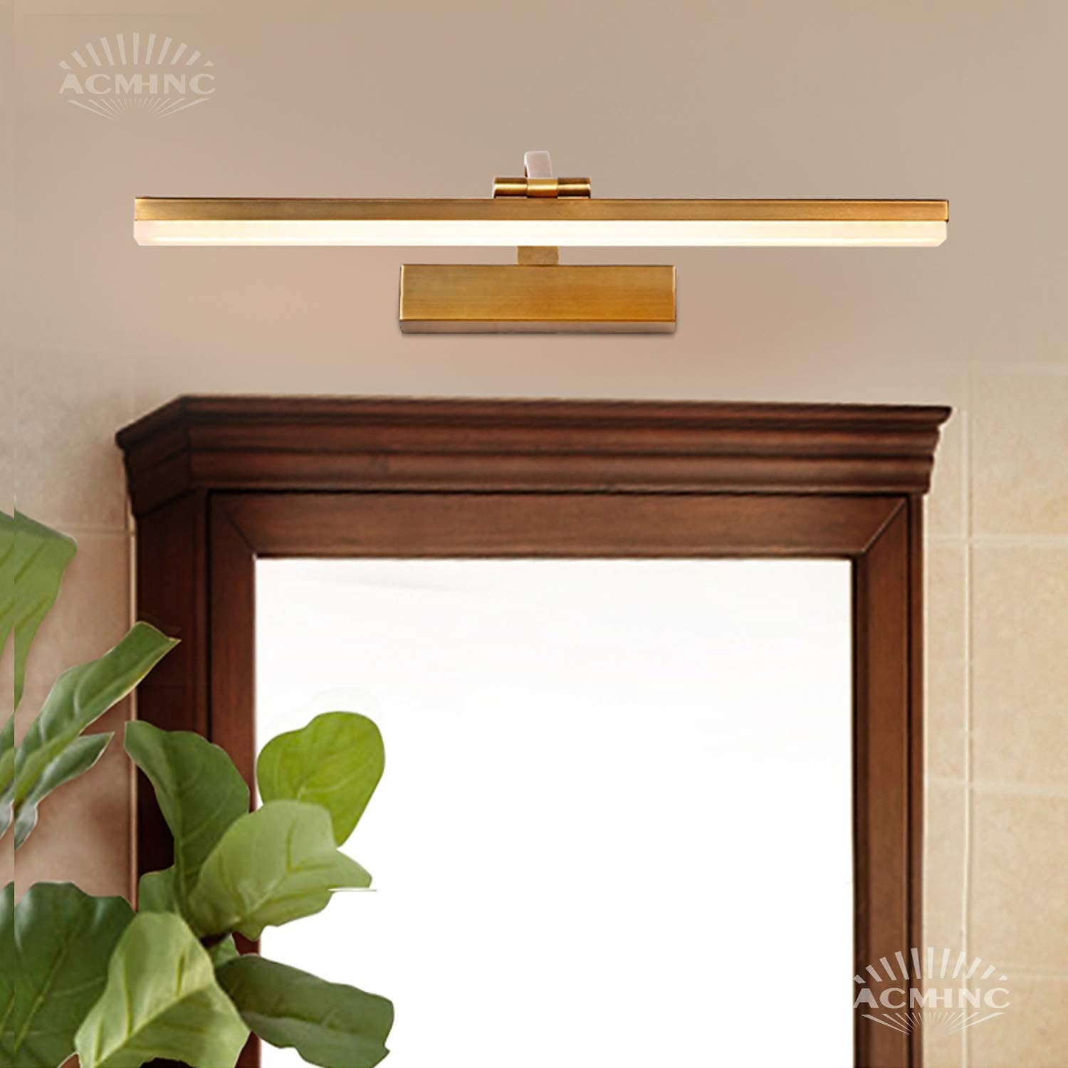 Vintage oświetlenie na lustro łazienkowe z przełącznikiem brązowy brązowy LED lustro przednie światło kinkiet do wanny z wtyczką i kablem IP44 oświetlenie szafki łazienkowej 4000K światło do makijażu
