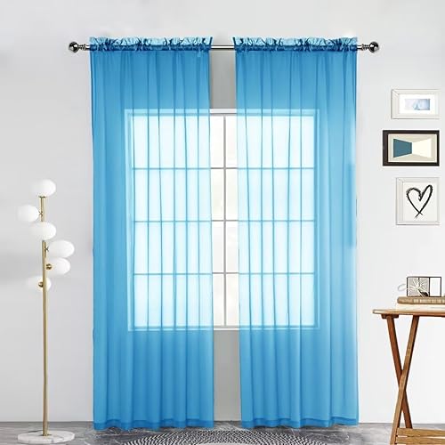 SpaceDresser Paneles de cortina con bolsillo para barra, cortinas de gasa traslúcida para ventana de cocina, dormitorio, sala de estar, para filtrar