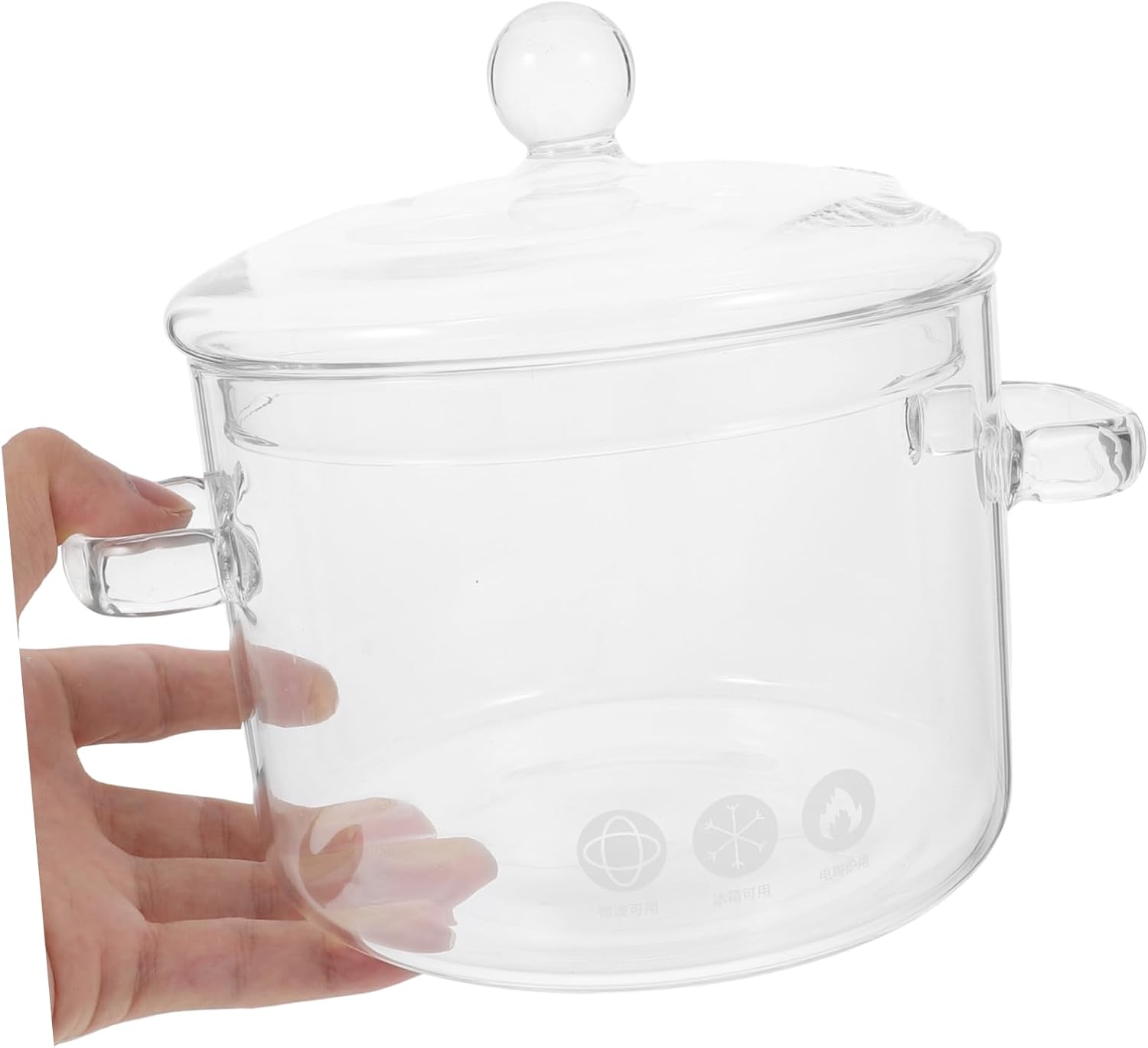 Zerodeko Glass Cooking Pot with Cover Heat Resistant Glass Stovetop Saucepan Dual Handle Design for Family Meals for Electric Stoves for Soup Ramen Pasta