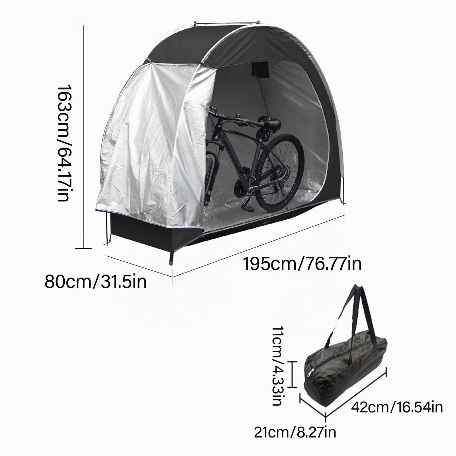 Tenda per Deposito Biciclette, Tenda per Deposito Biciclette Portatile con Tessuto Oxford 210D Resistente All'acqua Tenda per Deposito Biciclette per Moto, Attrezzi da Giardino,