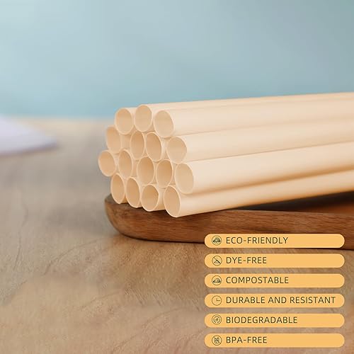 Miniatura 4 de Pajitas de fibra de bambú biodegradables  100 popotes desechables envueltos individualmente de 9 pulgadas  compostables y respetuosos con el medio