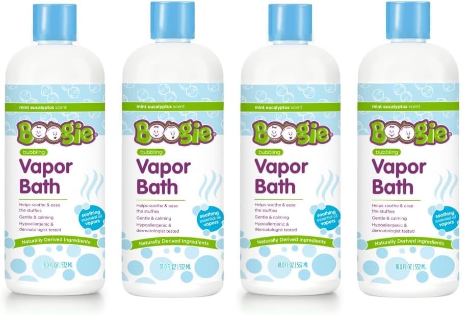 Image of Boogie Kids Botanical Bubble Bath, Soothing Vapor, Made with Plant and Oat Extracts, Natual Essential Oils, Mint Eucalyptus, 18 oz (Pack of 4)