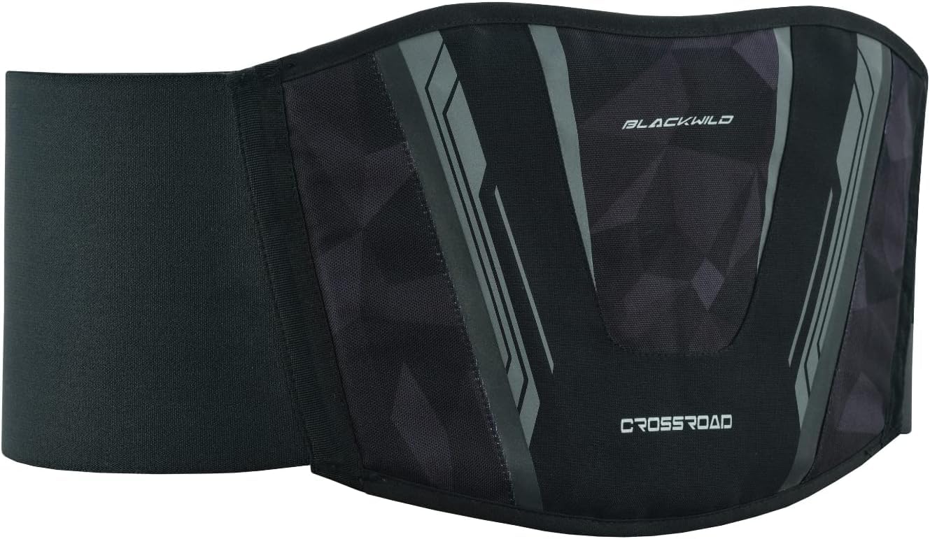 Blackwild Ceinture rénale pour moto | Crossroad Ceinture rénale pour homme et femme - Design en cristal noir | Stabilisation efficace du rénal - Soutien lombaire | Ceinture de soutien dorsal