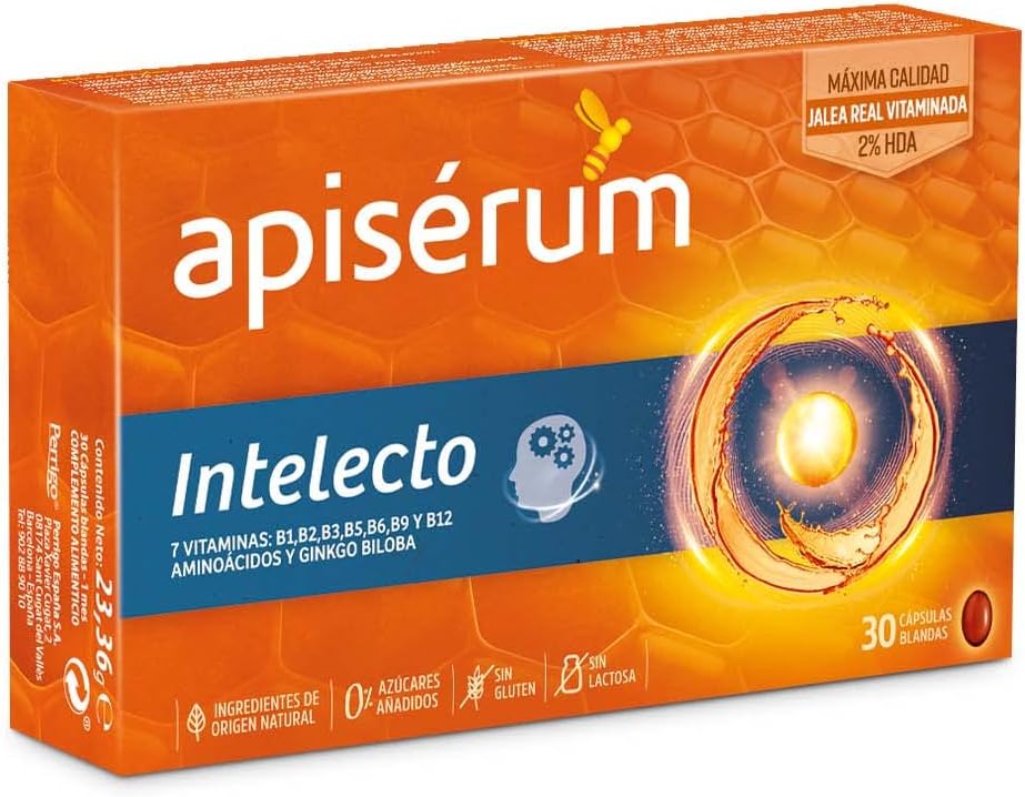Apisérum Intellect Multivitamine-capsules met koninginnengelei, vitamine B, aminozuren en ginkgo biloba, behandeling voor een maand