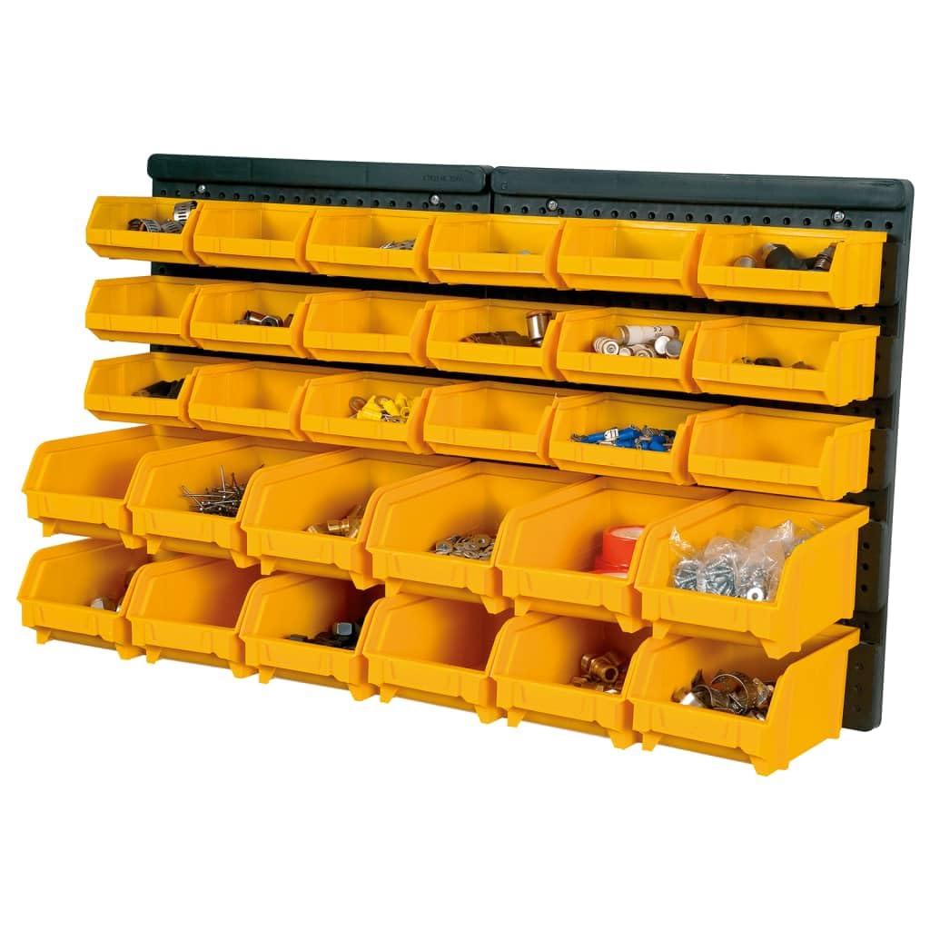 Genérico Kit Cajas de almacenaje 32 pzas Paneles de Pared Amarillo Negro,Bricolaje,Accesorios de Bricolaje,Organización y Almacenamiento de Herramientas,Cajas de herramientas-151832