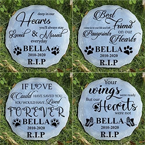Personalized Memorial Stone for Dog & Cat, Custom Pet Memorial Stone with Paw Print, Gift for Loss of Dog & Cat (Style 4)