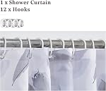 Blue Gray Floral Shower Curtain,Blue Grey Flower Shower Curtain Set for Bathroom,Natural Watercolor Flower Fabric Bath Curtain with Hooks, 72x72in