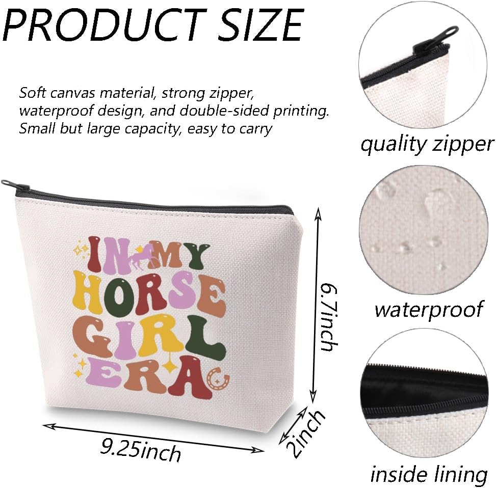 TGBJE Horse Lover Cosmetic Makeup Bag Horseshoe Luck Gift In My Horse Era Makeup Pouch (Horse Bag) - Image 2