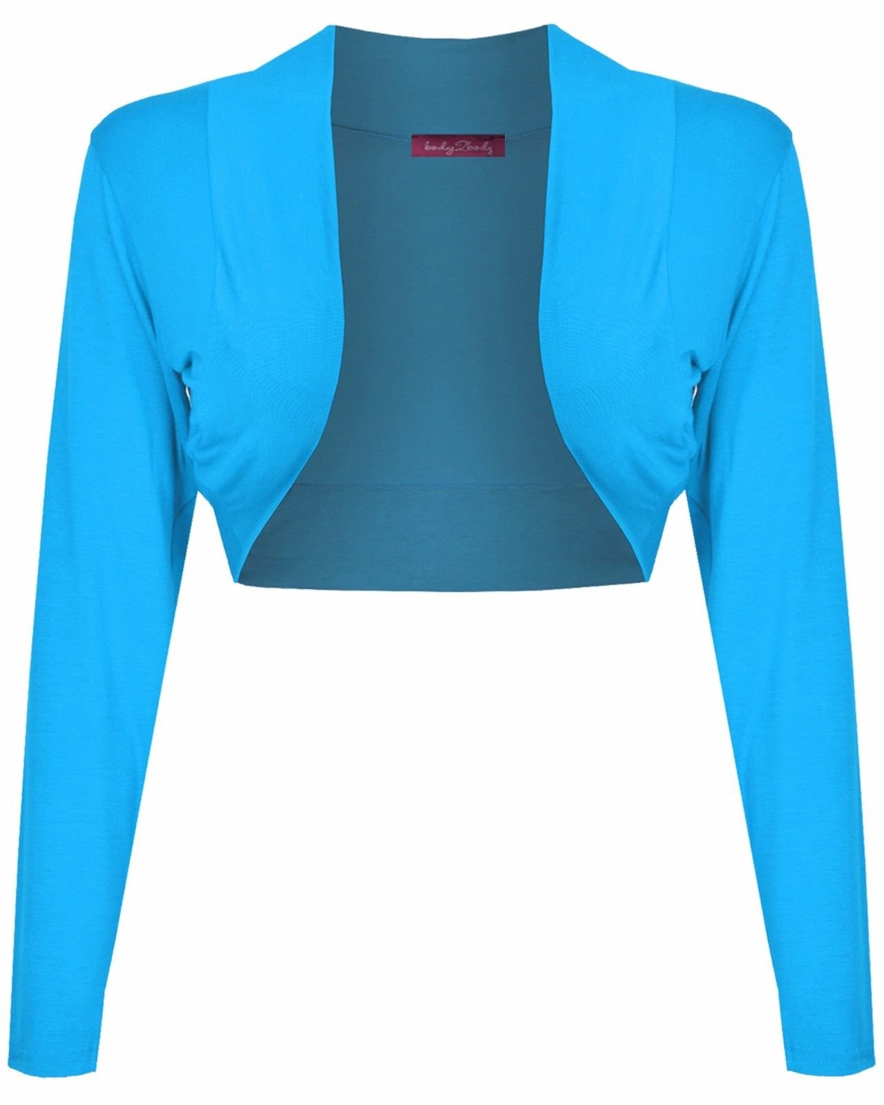 Body2Body Ladies Long Sleeve Plain Bolero Shrug Cropped Viscose Jersey TOP Women UK 8-22 (L/XL (14/16), Turquoise)