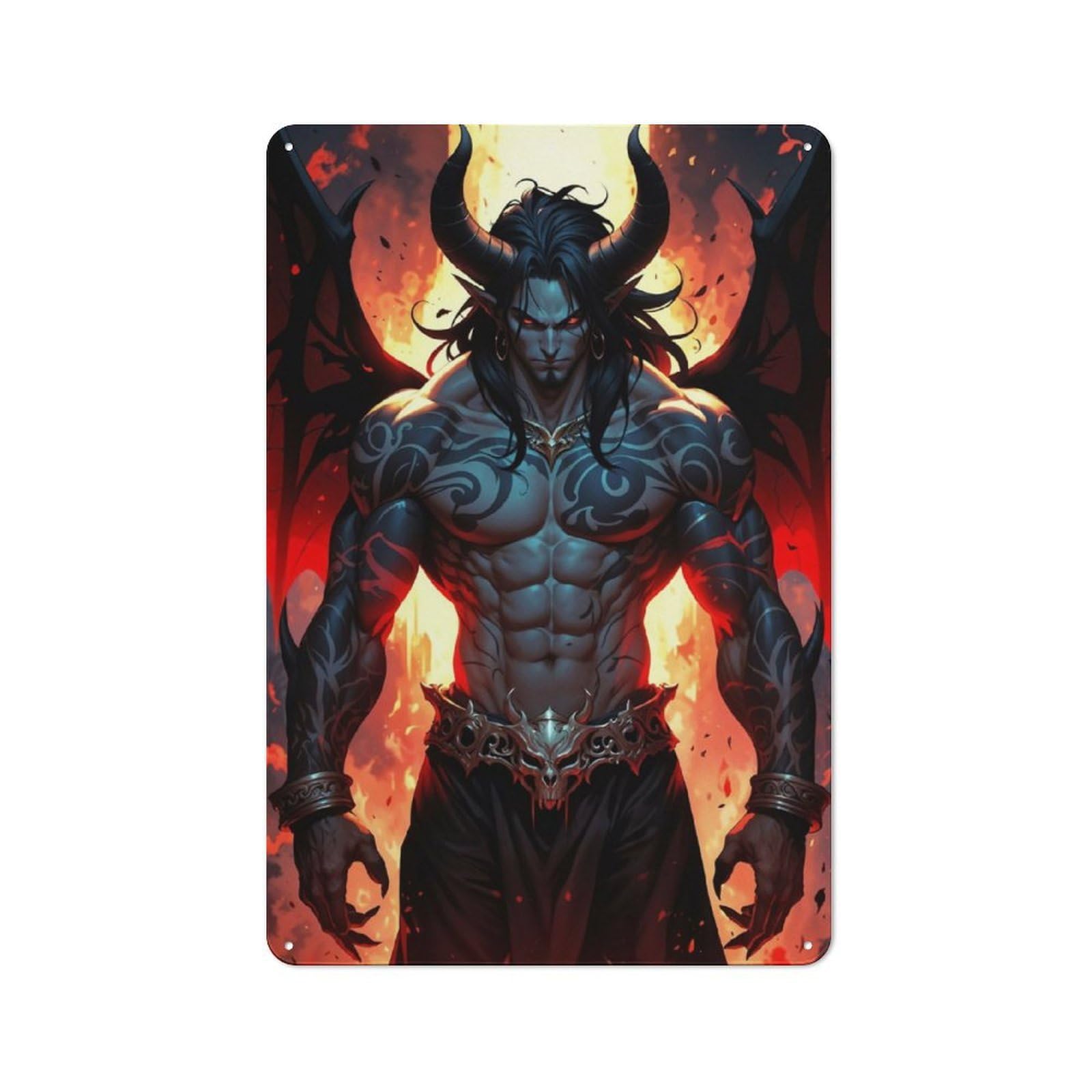 Junmoney Demonic Majesty Rustic Tin Wall Plaque 30X20cm For Living Room Wall, For Kitchen, Dining Room And Home Bar Wall Decor