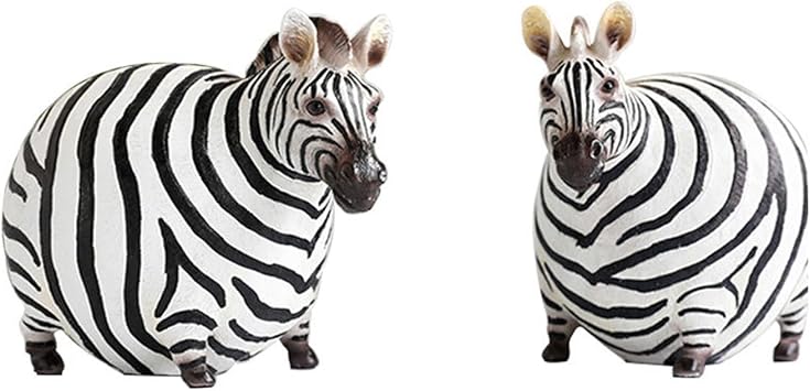 2pcs African Zebra Statue, Zebra Table Sculpture, Fat Zebra Home Decorations, Resin Crafts Fat Zebra, African Safari Collectible for Bedroom, Living Room, Office, Bookshelf, Mantel, Entryway