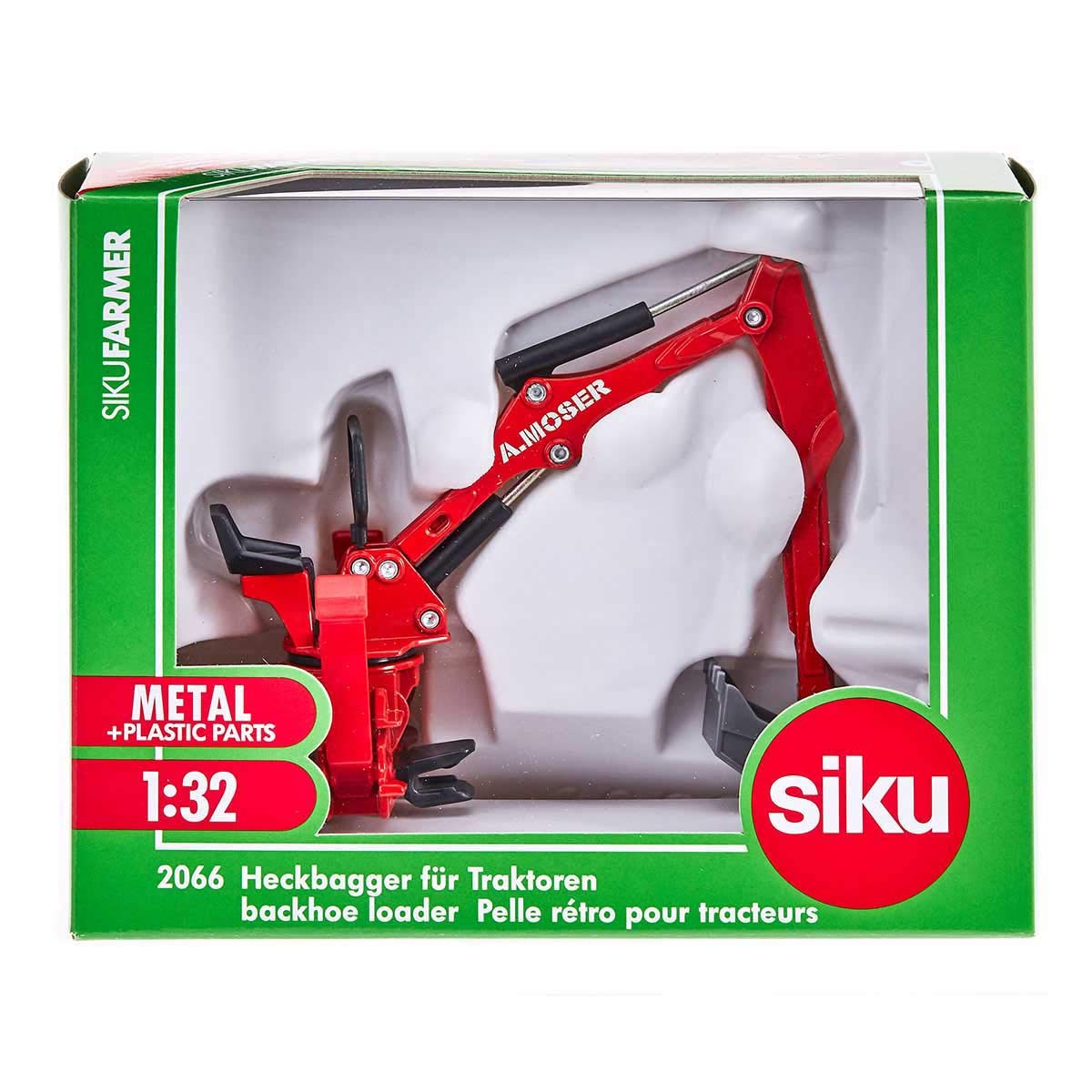 siku Moser 2066 Rear Excavator for Tractor 1:32 Metal/Plastic Red