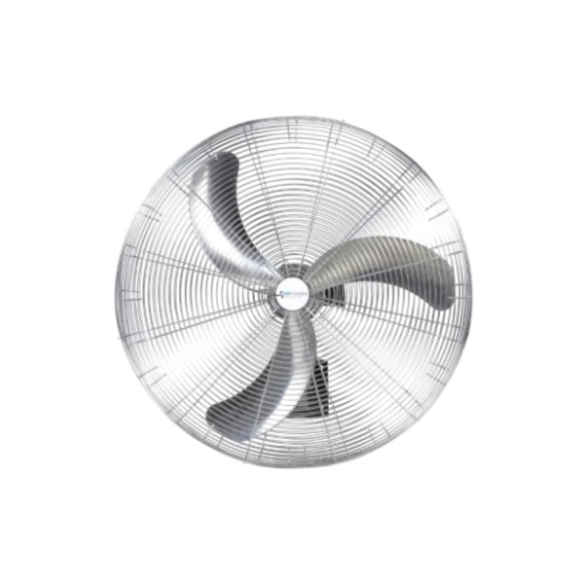 Fan 30" Ultra Quiet Wall Mount Fan 1/4 HP 8723 CFM by Airmaster – 28.25"L x 33.38"W x 33.38"H, Aluminum, Gray/Black, Model 20670K