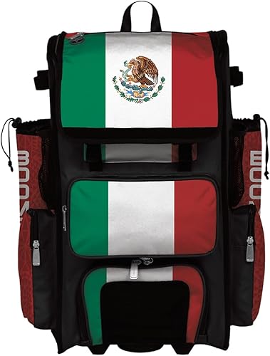 Boombah Rolling Superpack 2.0 Bolsa de equipo de béisbol/softbol - 23-1/2" x 13-1/2" x 9-1/2" - Mexico Kelly Green/Red/White - Mango telescópico -