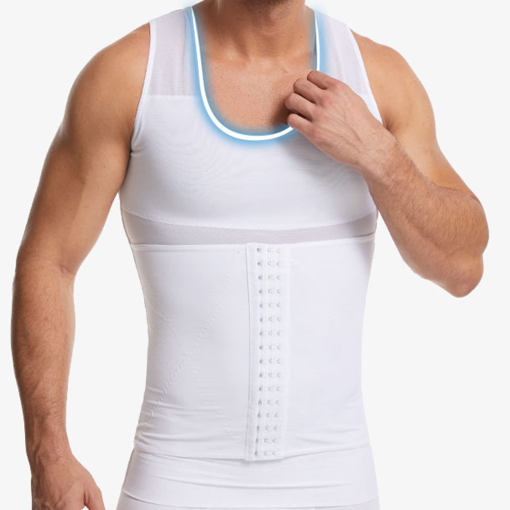 Hombres Fitness Body Shaper - Crochet Cintura Cincher Fajas Estiramiento Abdomen compresión Camiseta sin Mangas Ropa Interior para Gimnasio