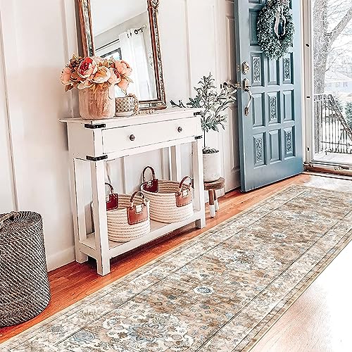 Pauwer Boho Hallway Runner Rug 2x8 Washable Entryway Area Rugs Non Slip Farmhouse Vintage Floor Mat Carpet Runner for Hallways Laundry Room Kitchen Bathroom Bedroom
