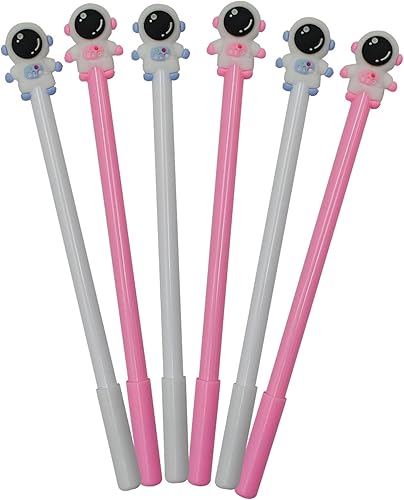 Miniatura 7 de Maydahui 12 bolígrafos de gel Spaceman de dibujos animados de astronautas para parejas, colección espacial conmemorativa, tinta negra para hombres,