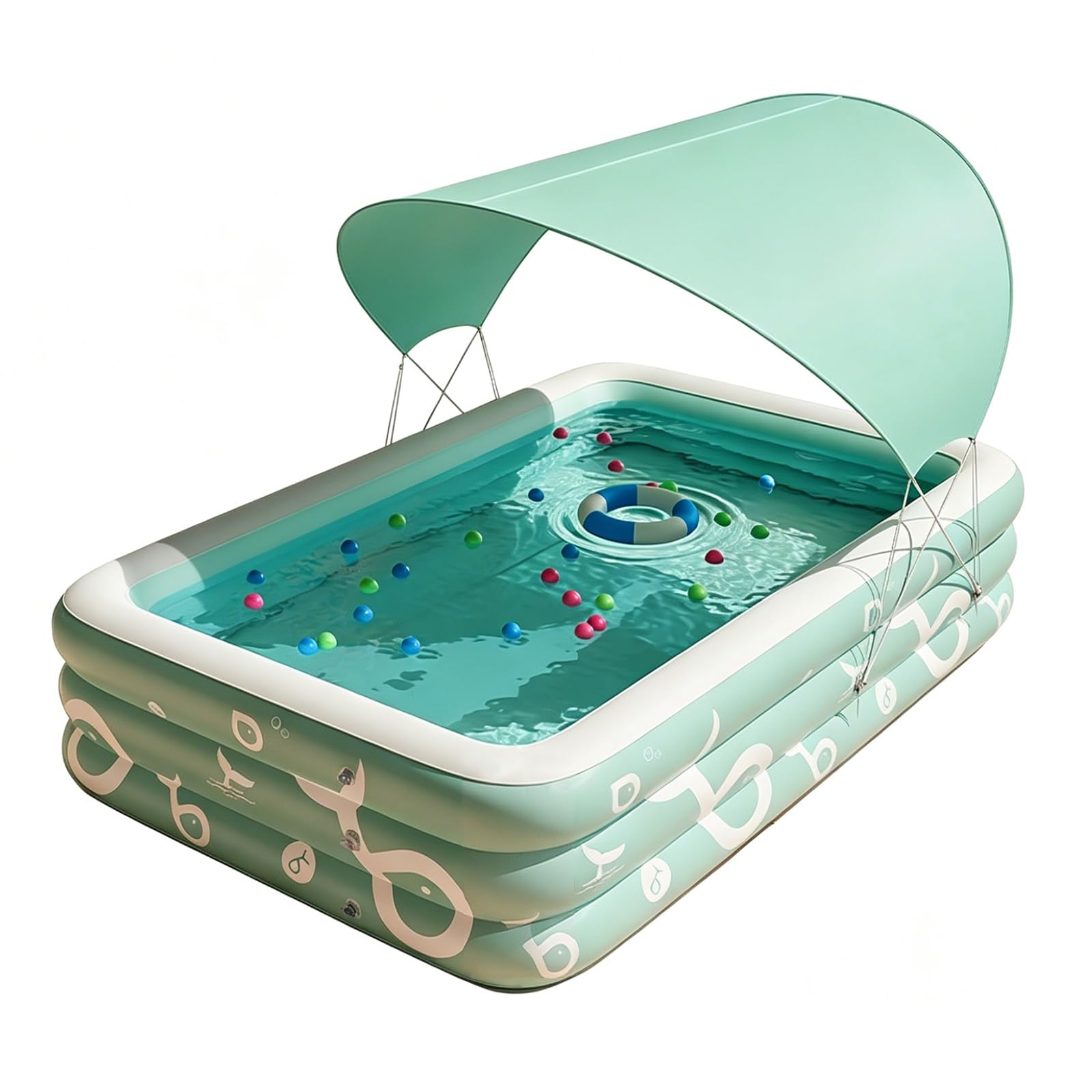 Piscines Gonflables Piscines Gonflables Familiales pour Adultes avec Auvent pour Jardin Et Terrasse(260 * 175 * 55cm)