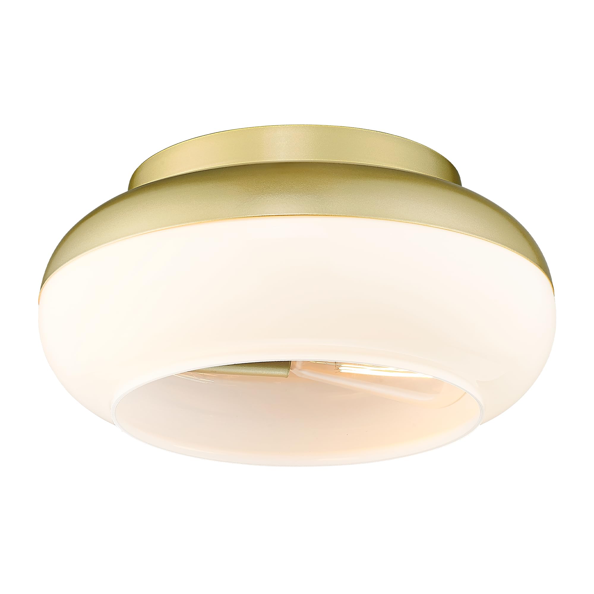 zeyu 2-Light Modern Flush Mount Ceiling Light, Vintage Ceiling Mounted Light Fixture for Bedroom Kitchen with White Glass Shade, Antique Gold Finish, ZSL68F AG