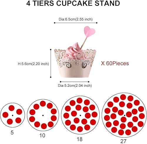 Miniatura 4 de Soporte para cupcakes, soporte redondo de 4 niveles para cupcakes, torre de postres, soporte de pastelería para bodas, cumpleaños, fiestas