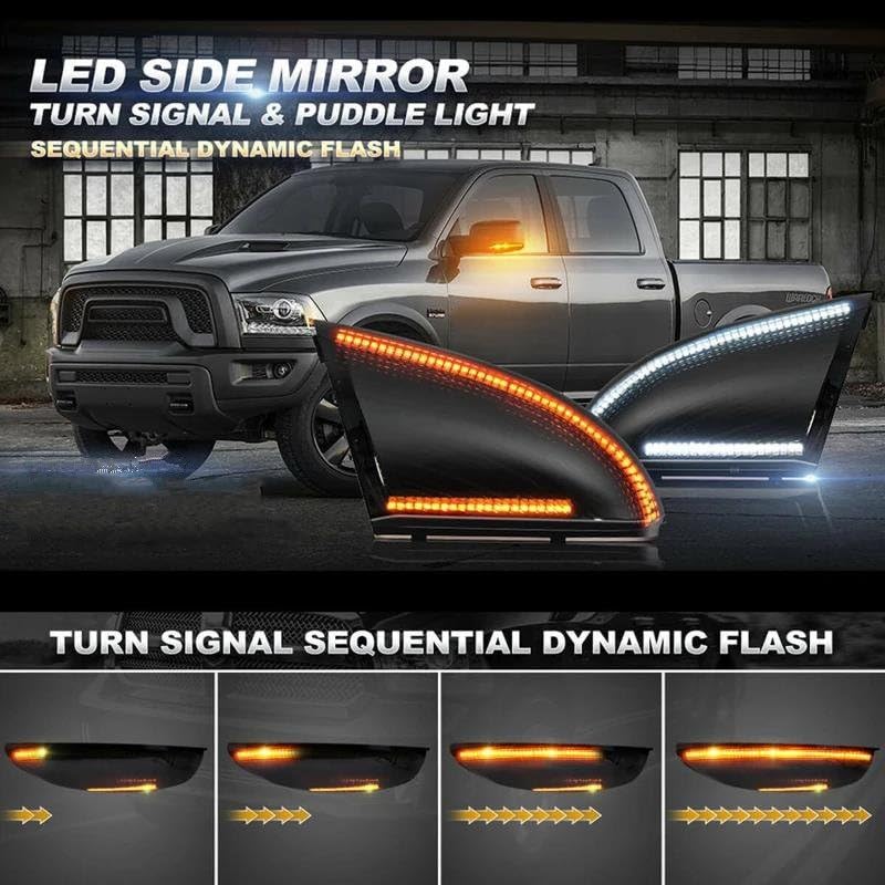 Knipperlicht 2 St Voor Dodge Voor Ram 1500 2500 2009-2018 2017 16 15 Dynamische Indicator Knipperlicht Achteruitkijkspiegel Richtingaanwijzer Witte LED Parkeerlicht Dynamische Richtingaanwijzer (Size