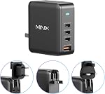 MINIX NEO P3 100W USB C Charger Block, 4-Port GaN Charger Block, PD Fast Charger, 3 USB-C & 1 USB-A Ports, Compatible with MacBook Pro Air, iPad Pro, iPhone 17 Pro Max/17 pro, Galaxy S25 and More.