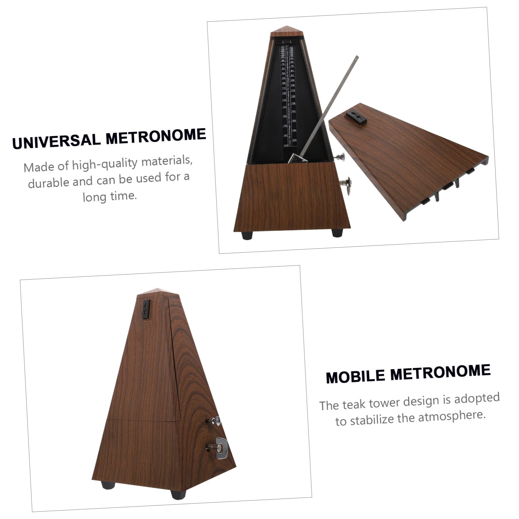 HANABASS 1 pieza Metrónomo Mecánico de Madera para Piano Guitarra y Violín Precisión la Medición del Ritmo para Instrumentos Musicales