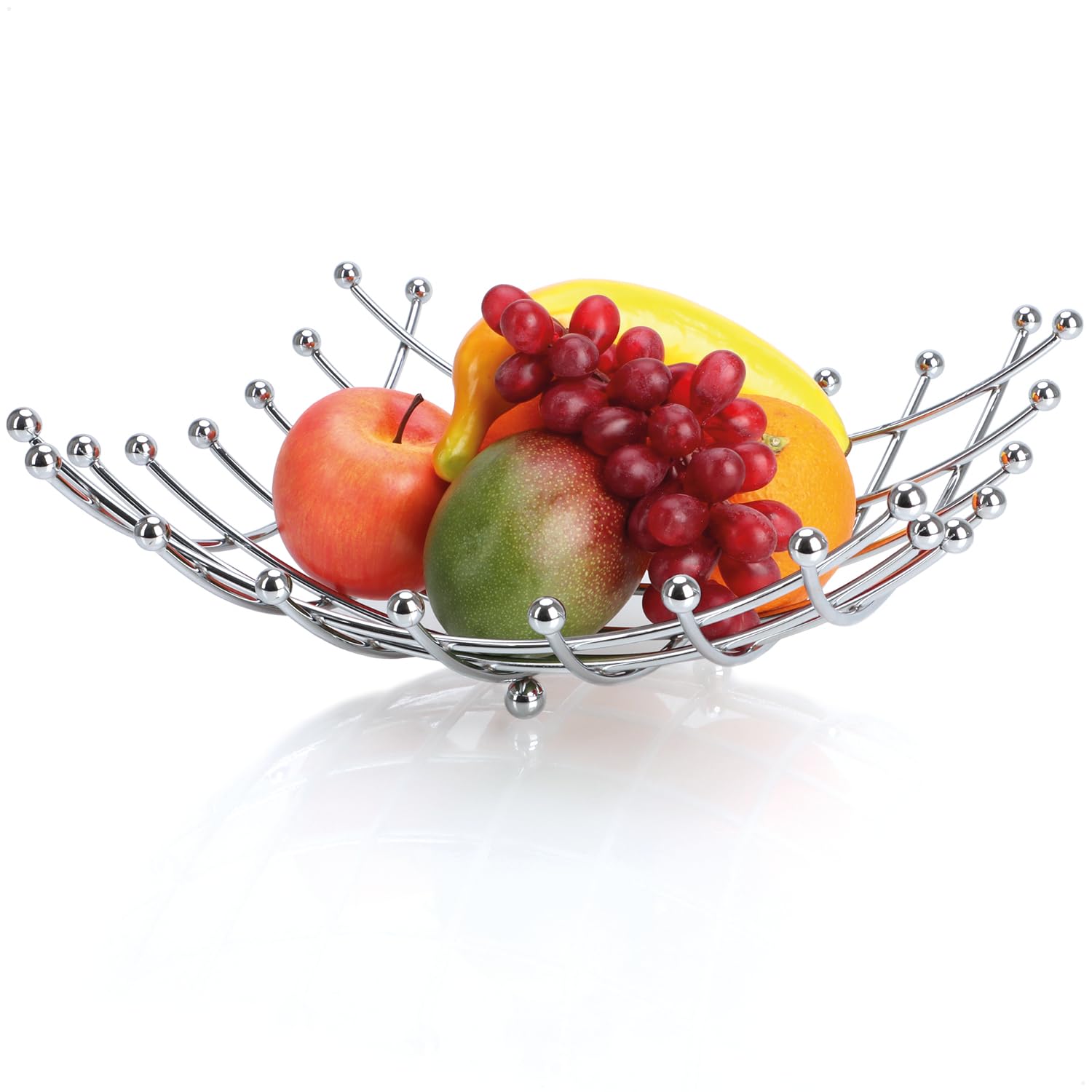com-four® 2x ciotola per frutta in acciaio inox cromato, cestino decorativo argento, ciotola dal design moderno (color argento (cromato) - 2 pezzi)