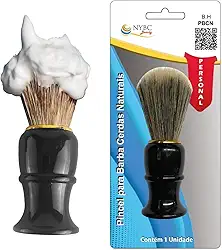 Pincel Para Barba NYBC Beauty Cerdas Naturais - Cabo Plástico e Lã de Nylon
